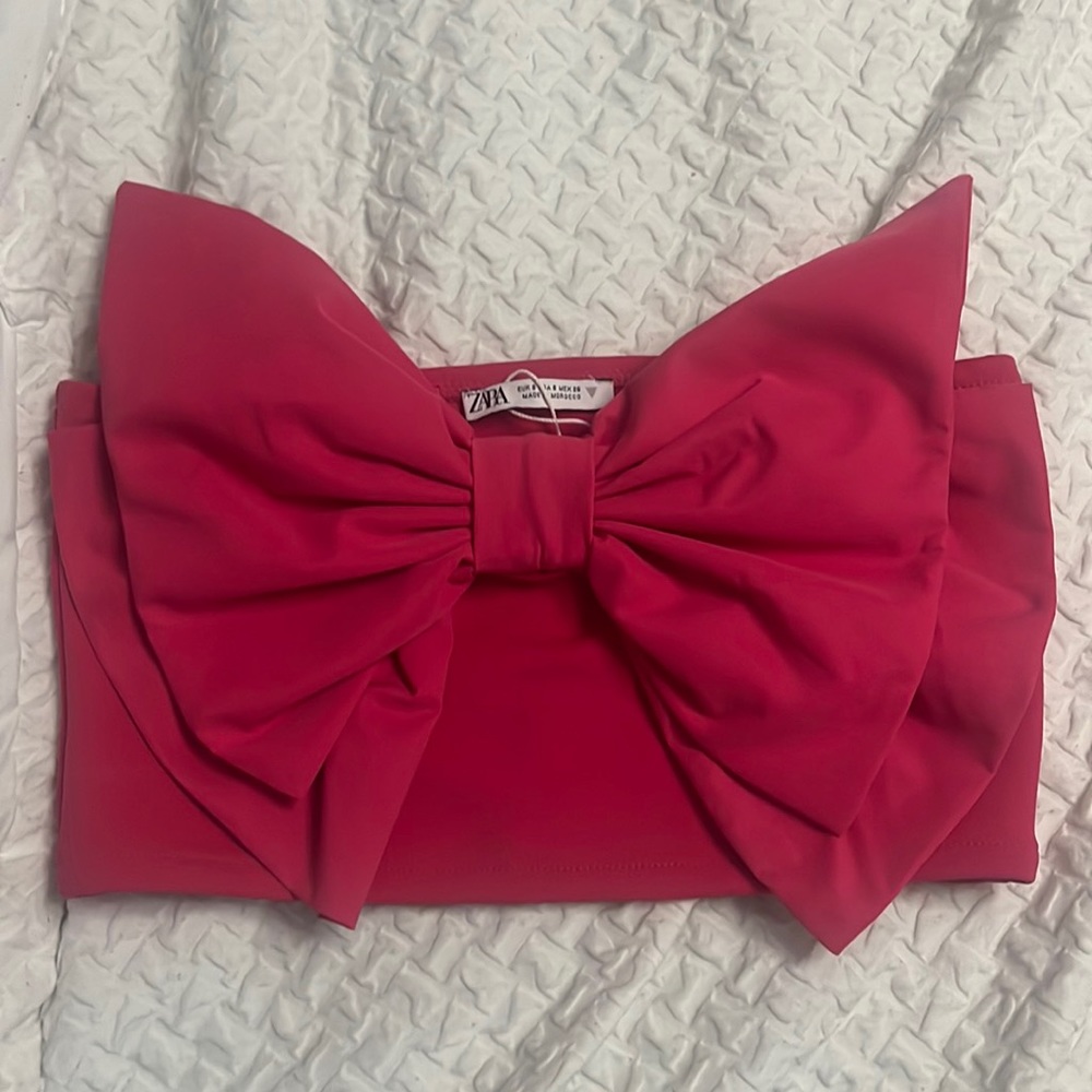zara pink bow top in a size small